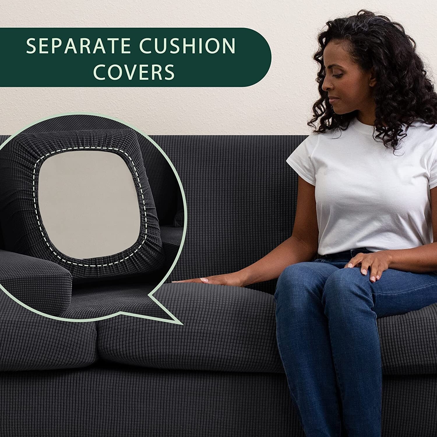 CHUN YI Sofa Cover with Separate Cushion Slipcover Stretch Cover