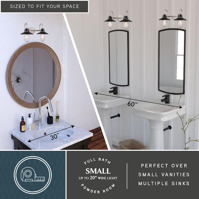 Galena Matte Black and Nickel Coastal Bathroom Vanity Wall Sconce Light Fixture