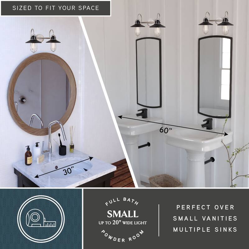 VAXCEL Galena Matte Black and Satin Nickel Nautical Coastal Bathroom Vanity Lighting Fixture, Steel Cage Wall Sconce