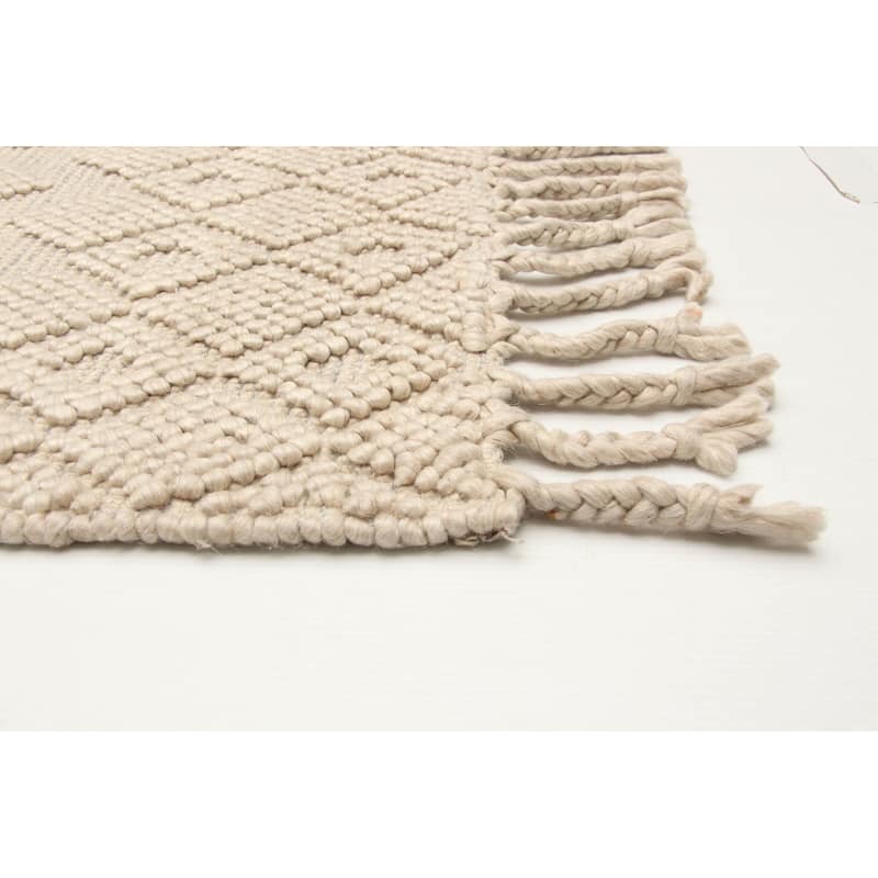ECARPETGALLERY Braid weave Sienna Cream Wool Rug - 5'3 x 7'7