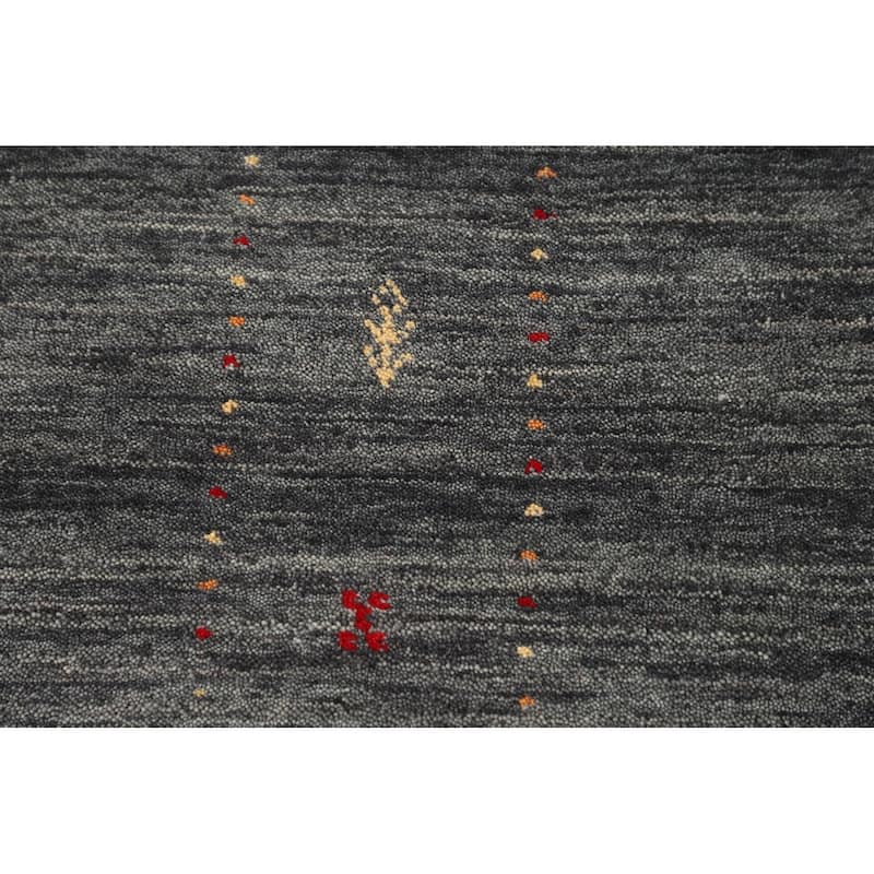 Tribal Green Gabbeh Indian Area Rug Handmade Wool Carpet - 6'8"x 9'9"