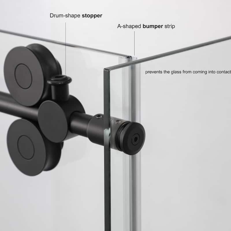 Villena 52" W x 78" H Single Sliding Shower Enclosure,Brushed Nickel - 52 inches
