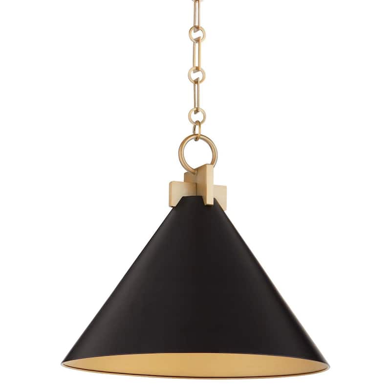 Quorum International 68-16-80 Jackson 16" Wide Pendant - Matte Black / Aged Brass
