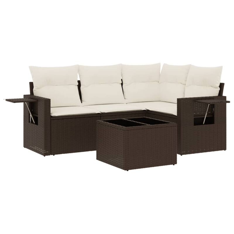 vidaXL Patio Sofa Set with Cushions Outdoor Conversation Furniture Poly Rattan