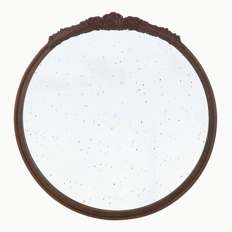 30"x30" Round Hand Carved Antique Mirror Frame
