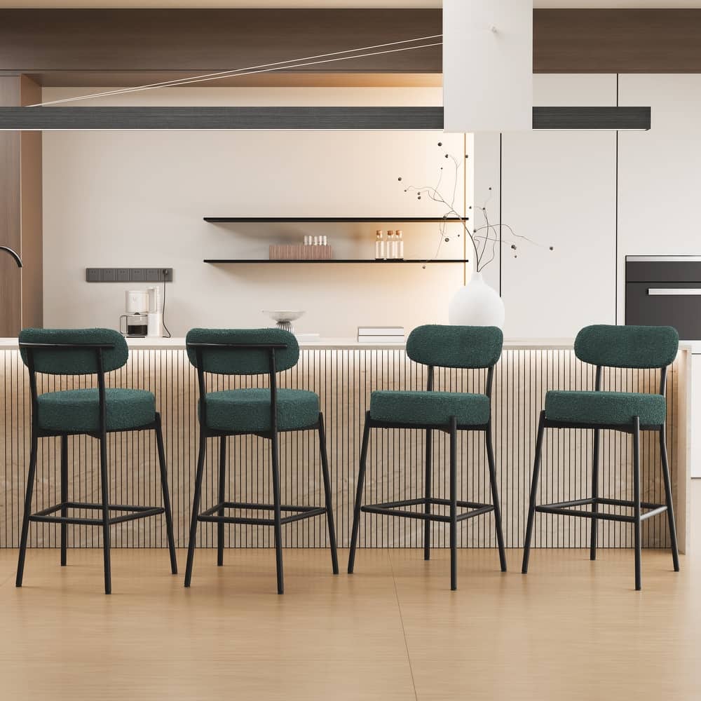 XINMICS 27 Inches Boucle Counter Height Bar Stools with Back