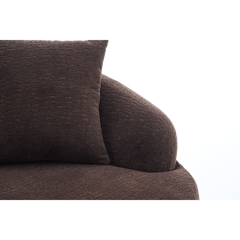 Compression Sponge L-Shape Sectional Sofa with Curved Chaise,Brown Modular Chenille Couch,30D High-Density