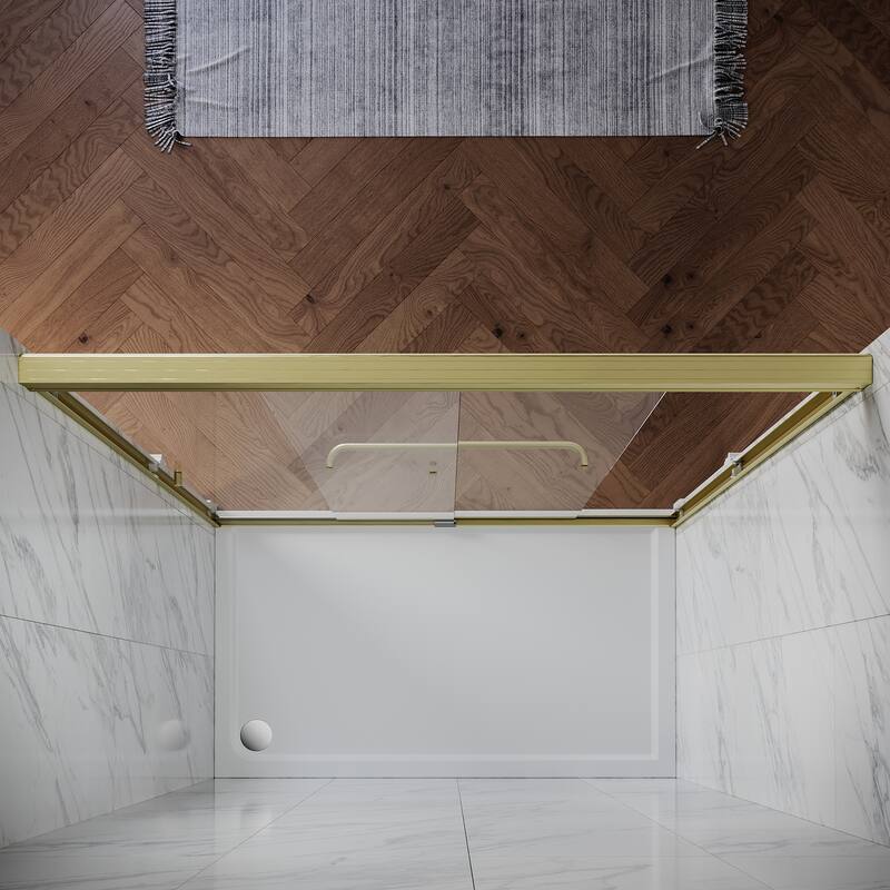 Elegant Double Sliding Shower Door 58.5-60 x 72" Width Cutting Guide Rail Adjustment Reversible installation