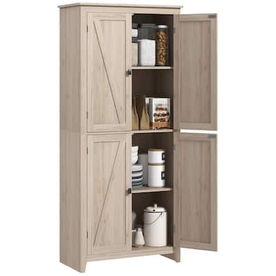 72" Freestanding 4-Door Kitchen Pantry with Adjustable Shelves