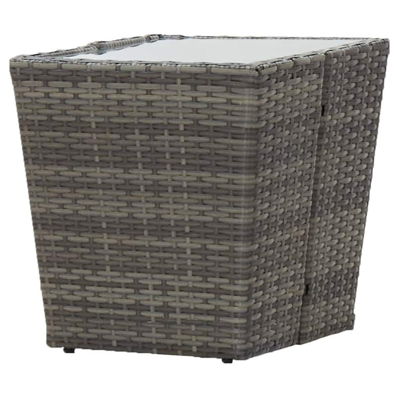 vidaXL Solid Acacia Wood Patio Bistro Set 3 Piece Poly Rattan Multi Colors - 16.3" x 16.3" x 16.9"