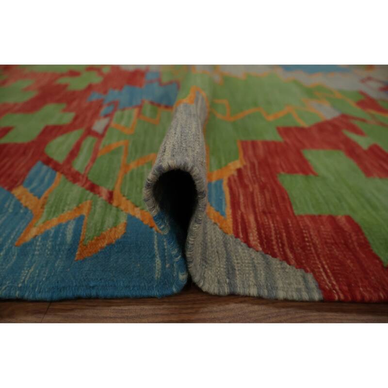 Hand Woven Oriental 100% Wool Carpet Southwestern Modern Multi-Colored Kilim Area Rug - 8' 9'' X 5' 10''