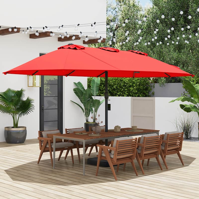 Costway 15FT Double-Sided Twin Patio Umbrella Outdoor Market W/ Crank