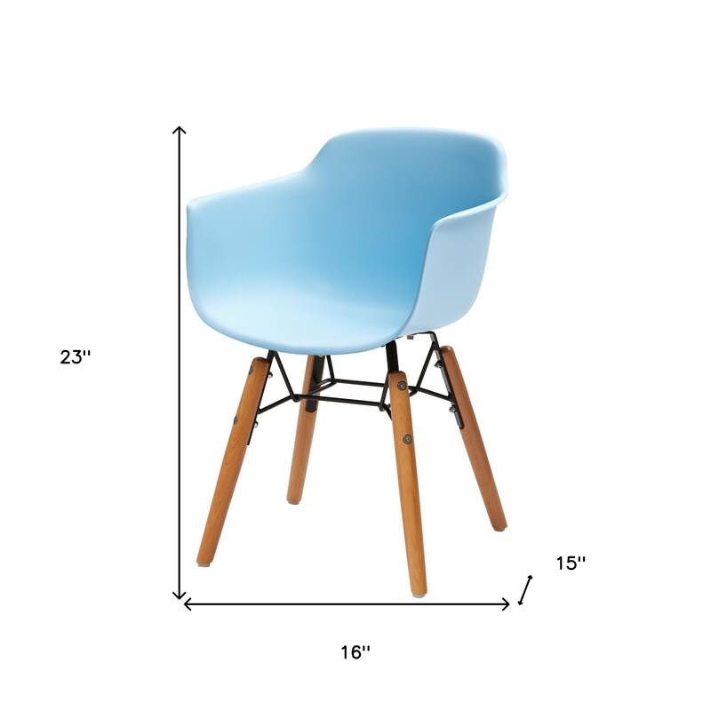 HomeRoots Set Of Four Blue And Brown Heavy Duty Plastic And Wood Juvenile Side Chairs - 16.00 in. x 23.00 in. x 15.00 in.