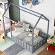 preview thumbnail 24 of 60, Kids Wood Bed, House Bed Frame with Fence-Shaped Guardrails for Teens Girls Boys, Slats are not Included