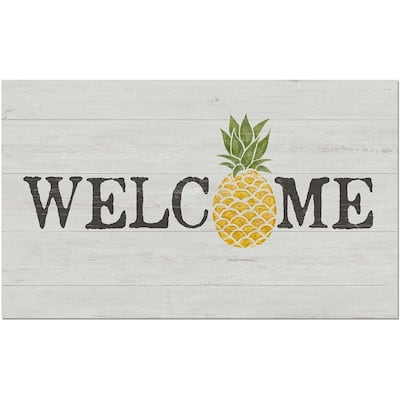 Welcome Pineapple Entryway Floor Mat Made in The USA Low Profile, Protective Non-Skid Rubber Backing, 29.5" by 17.75"