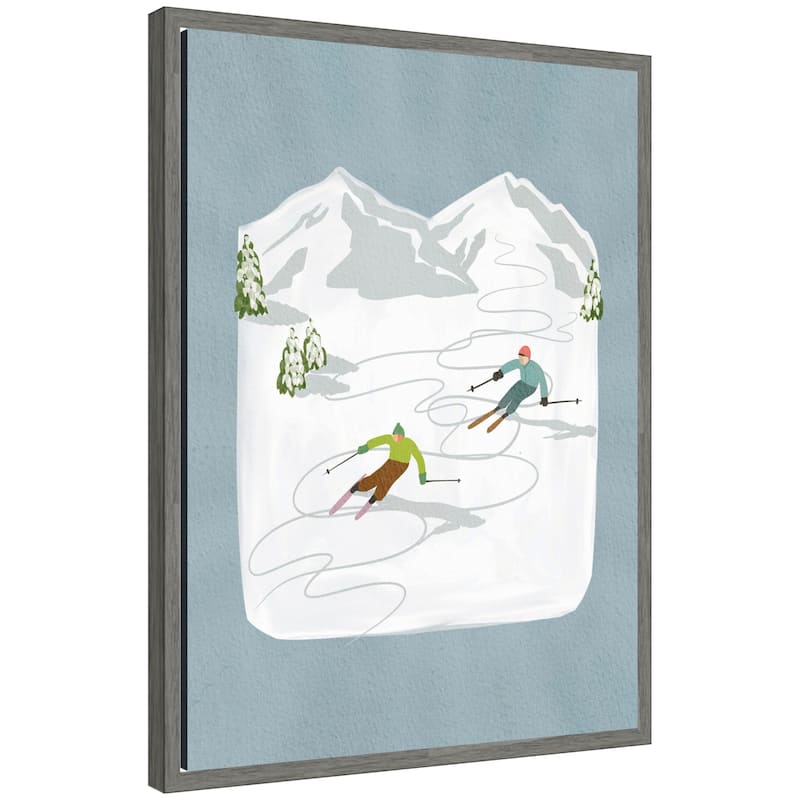 Kate and Laurel Framed Canvas Skiers l by Nikita Jariwala - 18 x 24