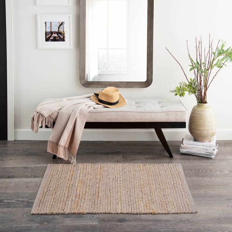 Nourison Natural Jute Indoor only Solid Area Rug - 2' x 3' - Grey
