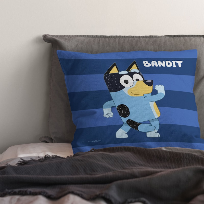 Bluey Roll Call Bandit 18 Inch Throw Pillow