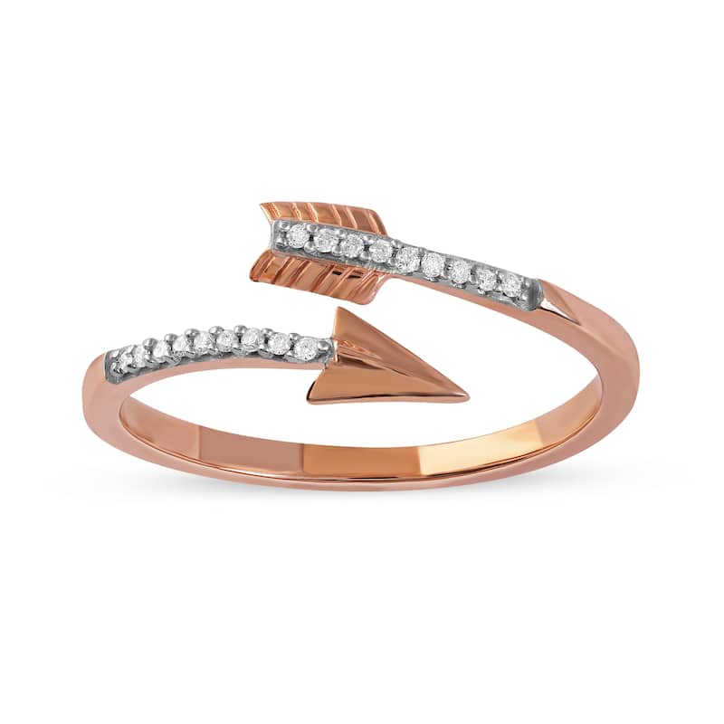 1/20ct TDW Diamond Arrow Wrap Fashion Ring in 10K Gold for Women - 8.5 - Rose