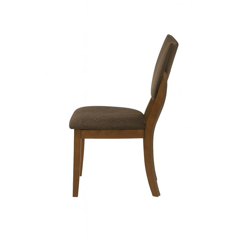 Set of 2 Padded Fabric Dining Chairs in Walnut and Dark Chocolate