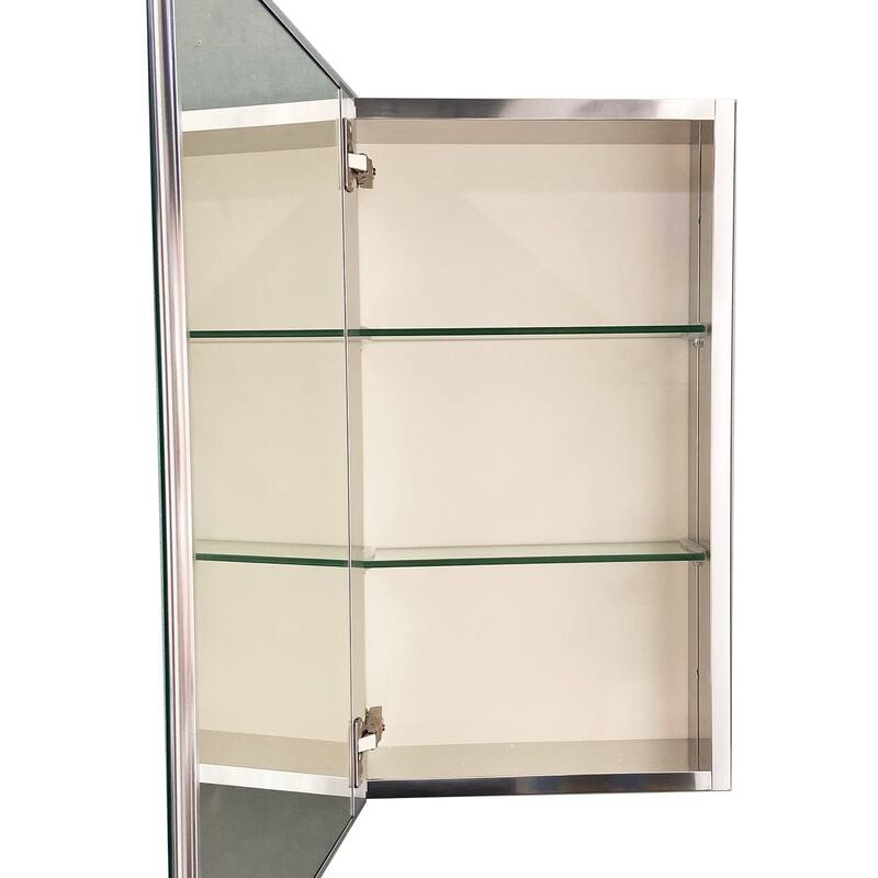 Rectangular Aluminum Recessed Mount/Surface Mount Medicine Cabinet with Mirror and Adjustable shelves