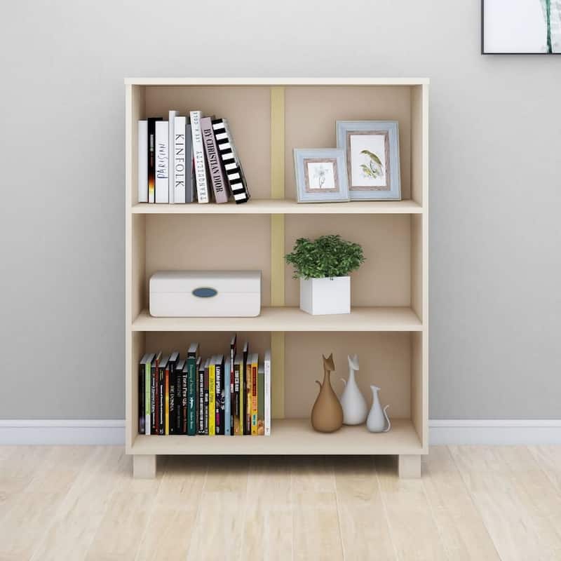 vidaXL Bookshelf Book Rack Bookcase Book Cabinet HAMAR White Solid Wood Pine - 33.5"x13.8"x13.8"