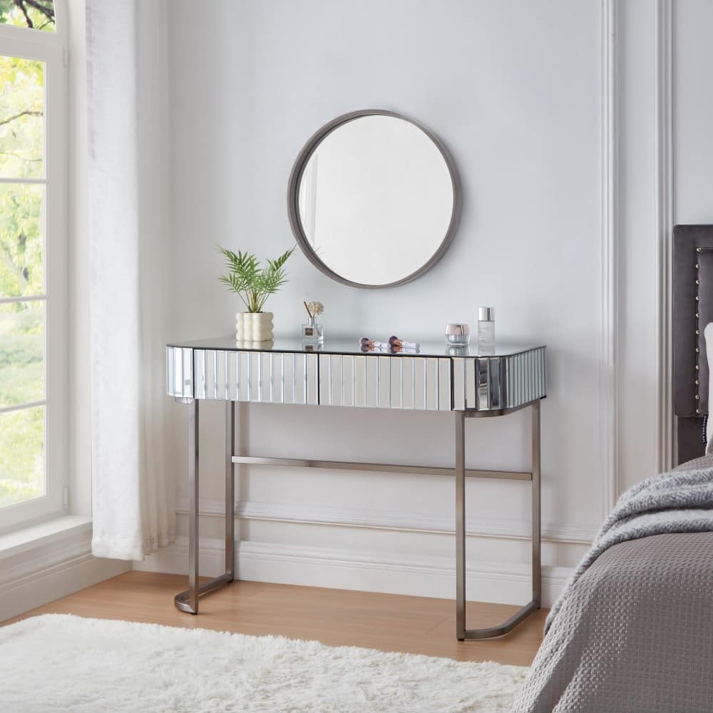 39" Modern Makeup Vanity Table with Stainless Steel Base (Mirror not included)