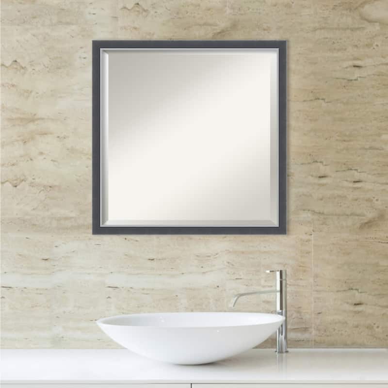 Beveled Bathroom Wall Mirror - Eva Black Silver Frame