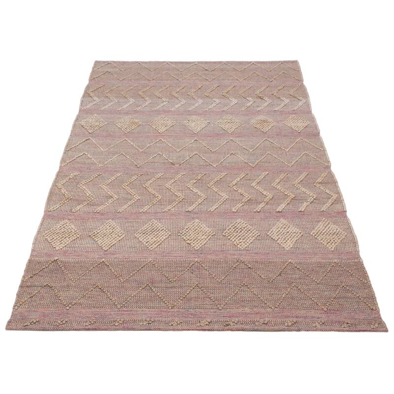 ECARPETGALLERY Braid weave Sienna Pink Wool Rug - 6'0 x 9'4