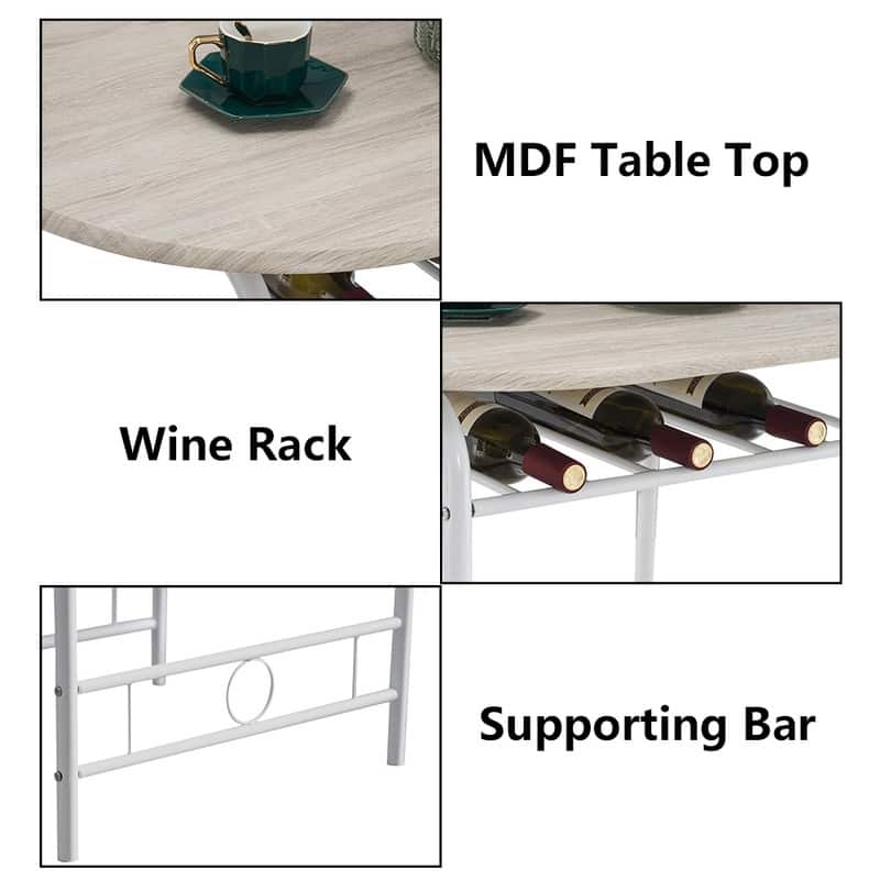 Lacquer Couples Bending Back Breakfast Table Dining Set White (Set of 3)