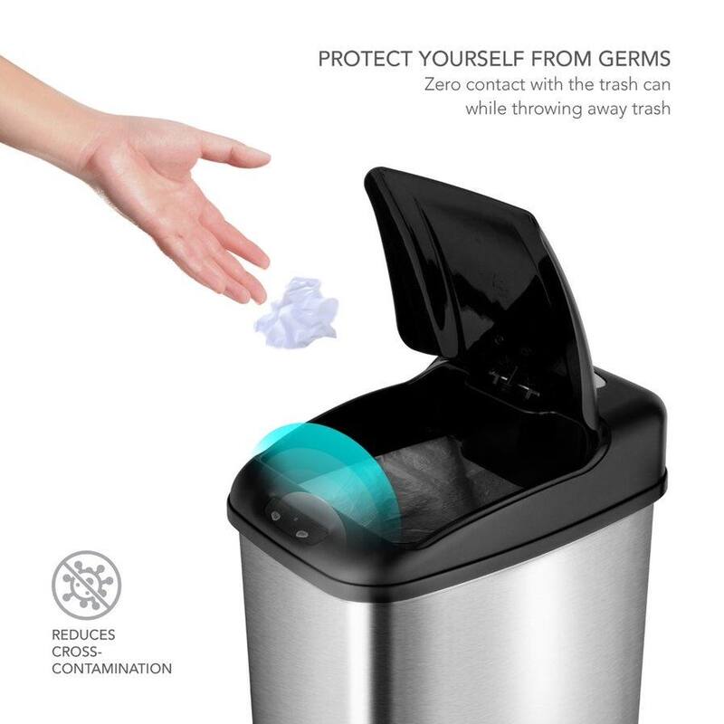 NINESTARS DZT-50-6 Stainless Steel 13.2-gal Motion Sensor Trash Can