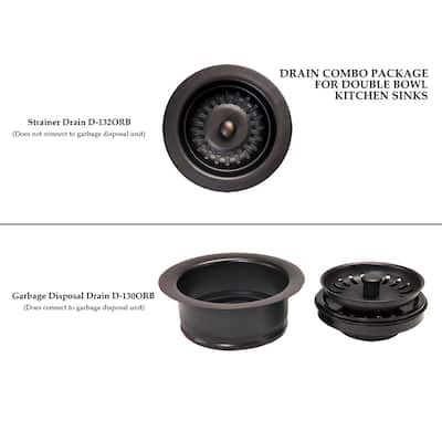 Drain Combination Package for Double Bowl Kitchen Sinks in Oil Rubbed Bronze (DC-1ORB)