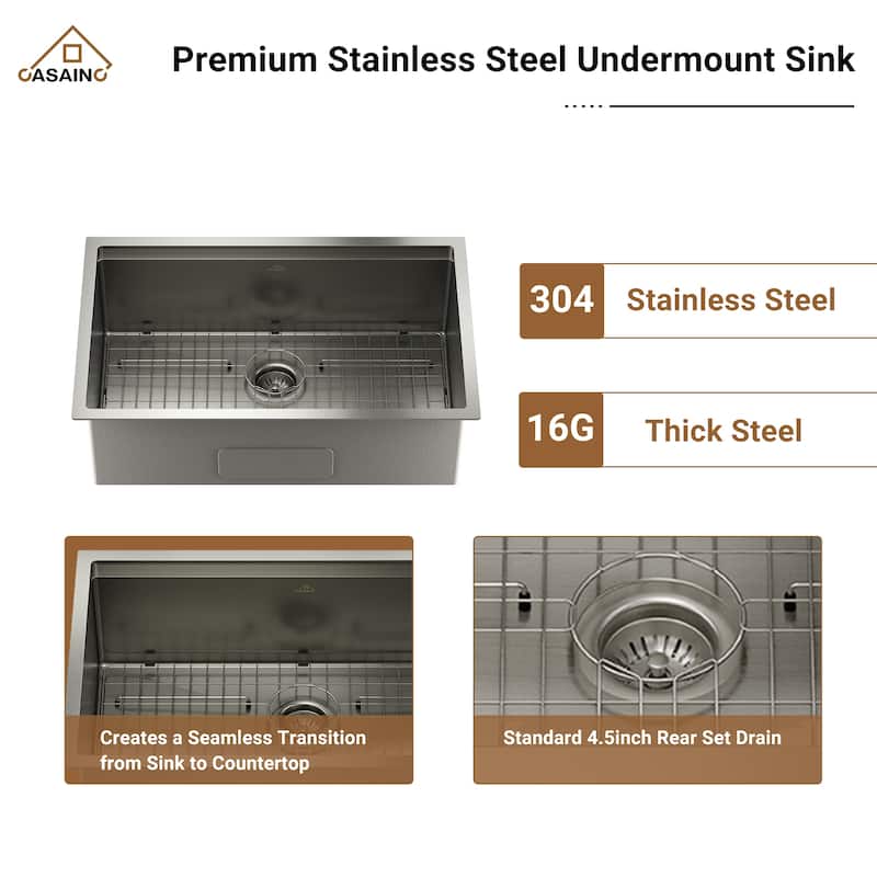Undermount Nano Brushed Stainless Steel Workstation Kitchen Sink with Sensor-Activated Kitchen Faucet and Accessories