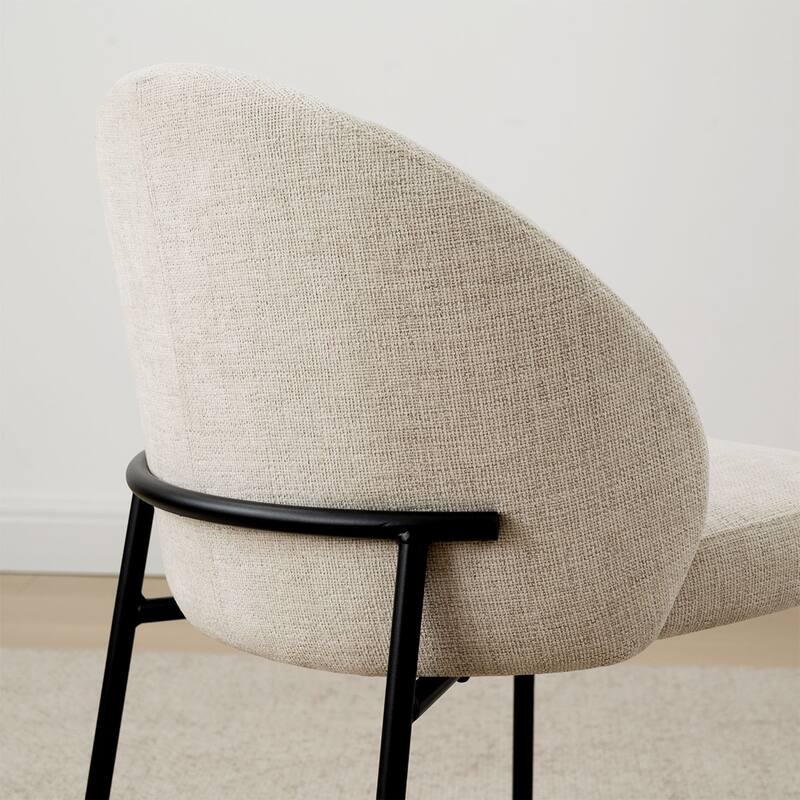Modern Fabric Dining Chairs with Curved Back(Set of 2)