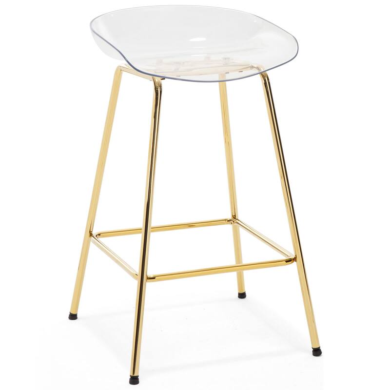 26" PC Clear Counter Stool, Bar Stools with Metal Legs - 29.9"H x 18.5"W x 18.1"D