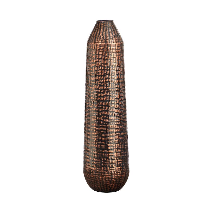 26" Tall Embossed Metal Tower Vase