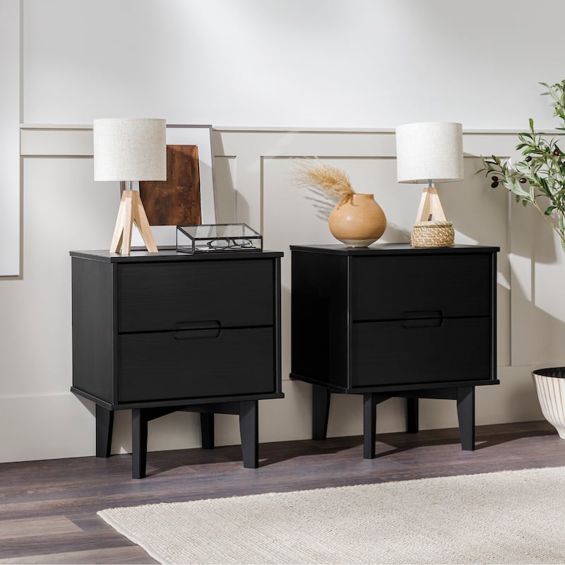 Middlebrook Mid-Century Solid Wood 2-Drawer Nightstand, Set of 2