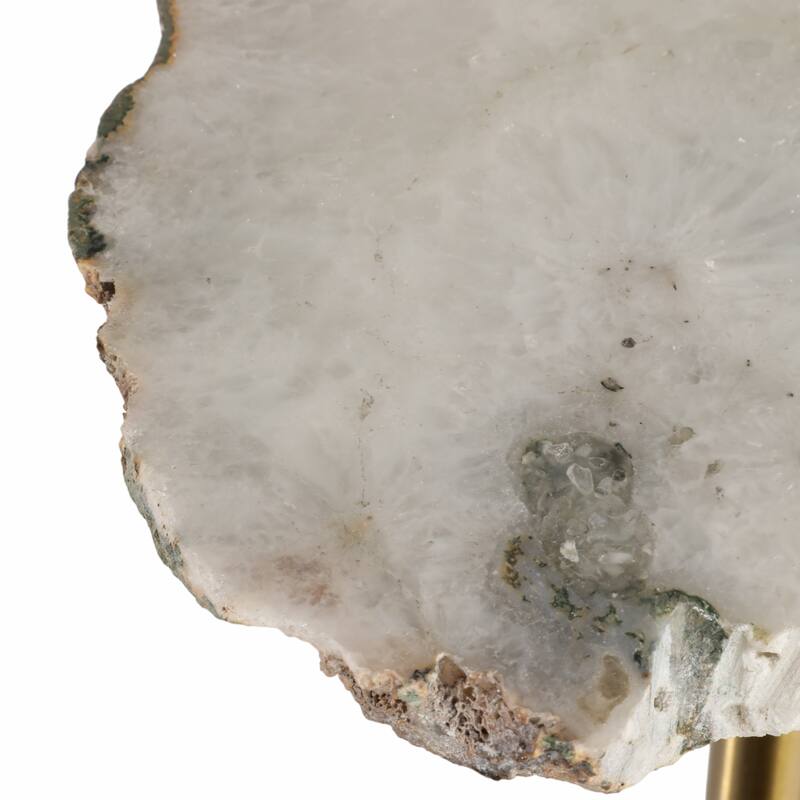 Freeform Agate Natural Edge Side Table with Metal Base
