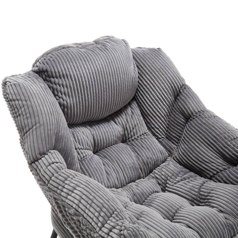 Modern Lounge Chair with Ottoman - Plush Reading Accent Chair with Footrest and Side Pocket