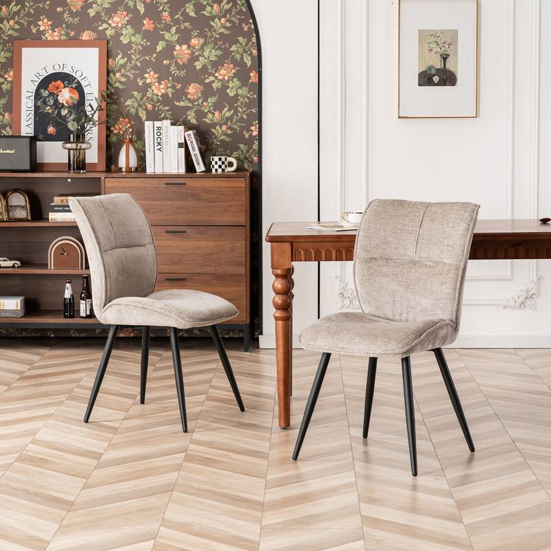 Fabric Upholstered High Back Dining Chairs Set of 2