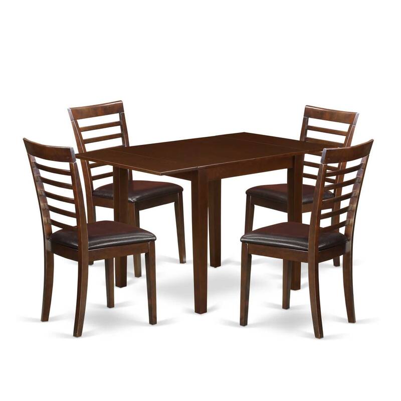 5-Piece Mahogany Finish Solid Wood Top - Dining Room Set - Seats 4