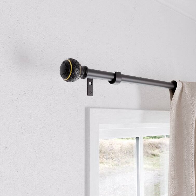 Acroma Adjustable Single Curtain Rod with Globe Ball Finial