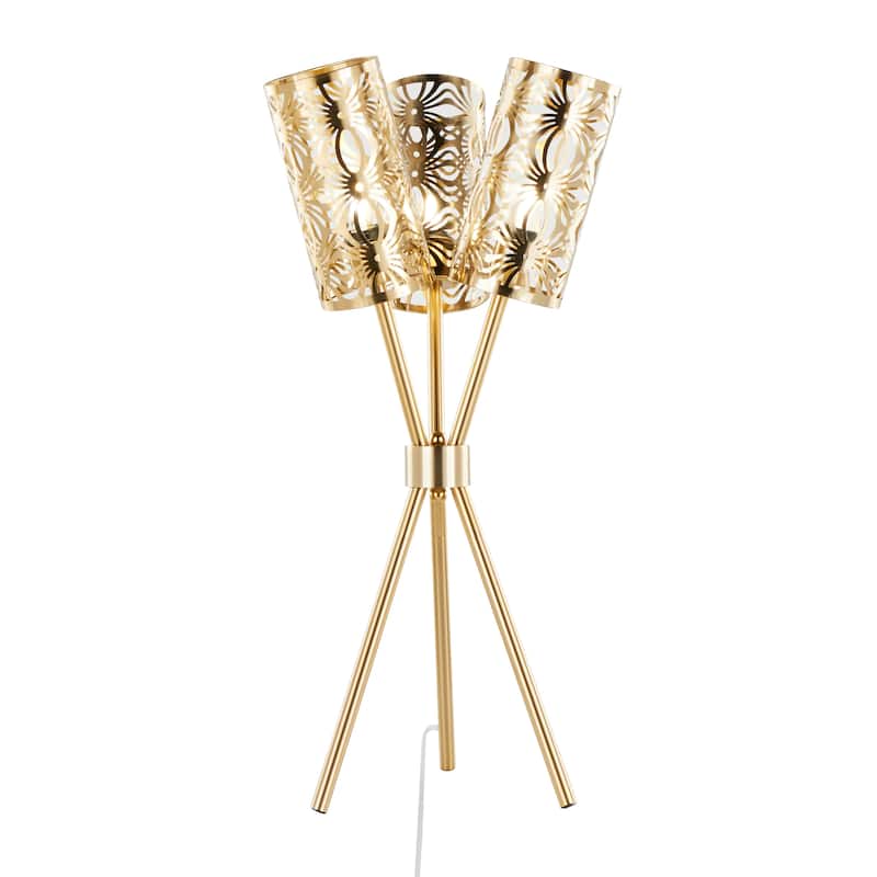 Silver Orchid Noella 32" Metal Tripod Table Lamp - Royal Gold