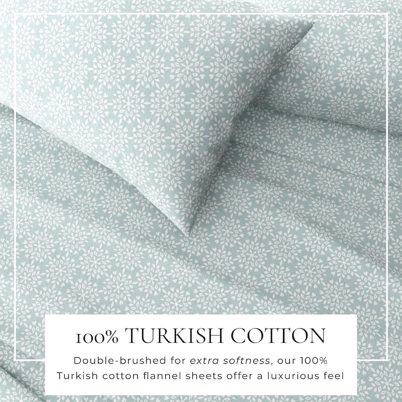 Linery & Co. Turkish Cotton Double-Brushed Printed Flannel Bed Sheet Set