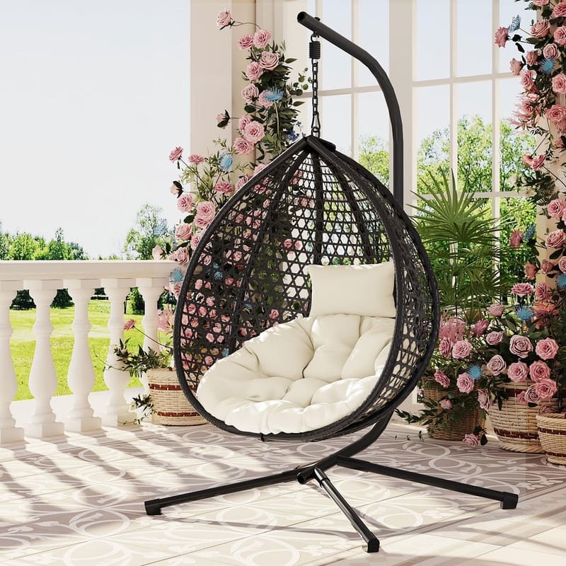 Wicker Hanging Egg Chair for Indoor and Outdoor Relaxation