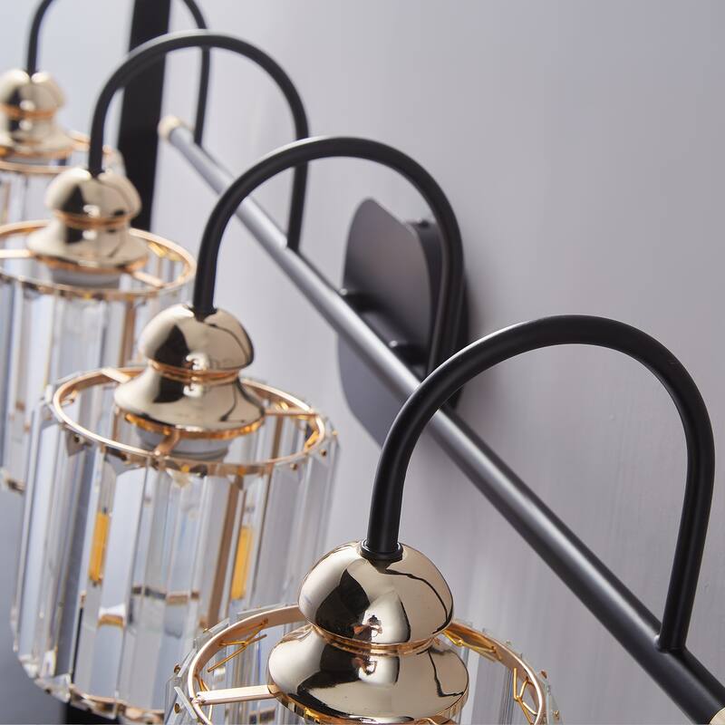 ExBrite Modern Rose Gold Dimmable Bathroom Crystal Vanity Lights