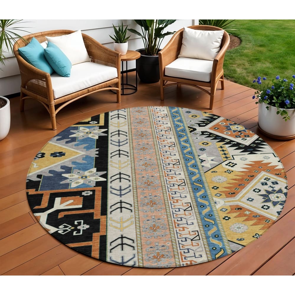 HomeRoots Aztec Transitional Rectangle Outdoor Rug