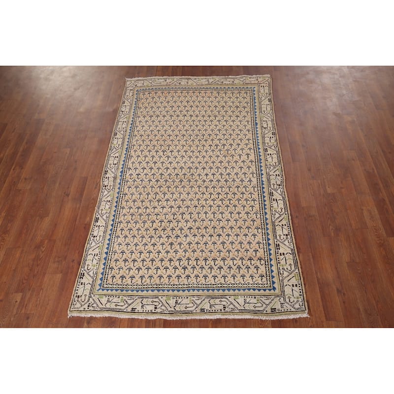 All-Over Boteh Botemir Foyer Rug Hand-Knotted Wool Carpet - 3'9" x 6'3"