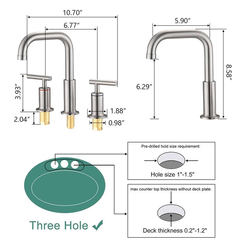 Modern 2 Handle 360° Swivel Bathroom Sink Faucet with Pop Up Drain and Aerator, Anti Corrosion, Anti Rust, Anti Splash