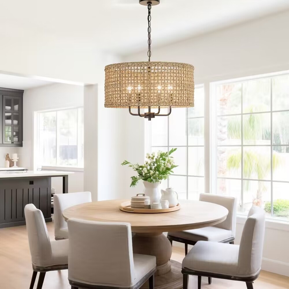 Woven drum chandelier best sale